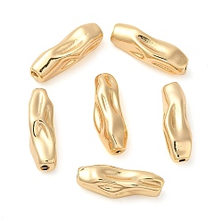 Real 18K Gold Plated Brass Textured Beads, Irregular Tube, Real 18K Gold Plated, 18x5.5x6mm, Hole: 1.4mm