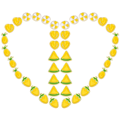 Yellow SUNNYCLUE 40Pcs 5 Style Transparent Enamel Acrylic Beads, Flat Round & Heart & Strawberry & Pineapple & Watermelon, Yellow, 8pcs/style