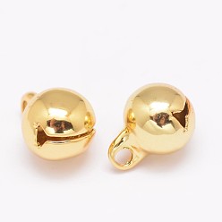 Real 18K Gold Plated Brass Small Bell Charms, Cadmium Free & Nickel Free & Lead Free, Real 18K Gold Plated, 11x8mm, Hole: 2mm