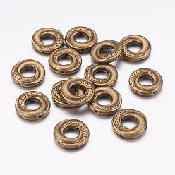 Antique Bronze Tibetan Style Alloy Beads, Donut, Antique Bronze, Lead Free & Cadmium Free, 15x4mm, Hole: 1mm