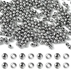 Couleur Acier Inoxydable 304 perles rondes serties en acier inoxydable, les perles d'entretoise, pour la fabrication de bijoux artisanaux, couleur inox, 2x2mm, Trou: 0.8mm