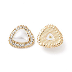 Golden ABS Imitation Pearl Cabochons, with Alloy Rhinestone Finding, Triangle, Golden, 21x21x6mm