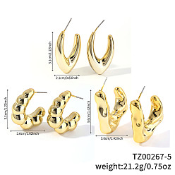 Золотой 3 пары элегантных модных пластиковых сережек, золотые, 36~31x36~21 мм