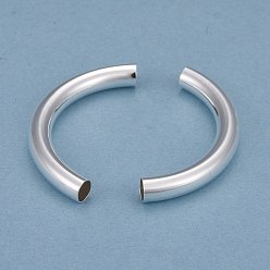 925 Sterling Silver Plated Brass Tube Beads, Long-Lasting Plated, Curved Beads, Tube, 925 Sterling Silver Plated, 40x5mm, Hole: 4mm