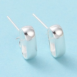 925 Sterling Silver Plated 201 Stainless Steel Stud Earring Findings, with Horizontal Loop and 316 Stainless Steel Pin, Oval, 925 Sterling Silver Plated, 10x3.5mm, Hole: 2.5mm, Pin: 0.7mm