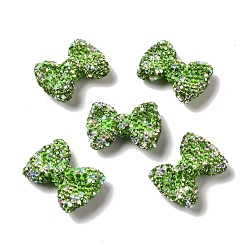 Green Polymer Clay Rhinestone Beads, Bowknot, Green, 21.5~22mmx30mmx9.5~10.5mm, Hole: 1.8mm