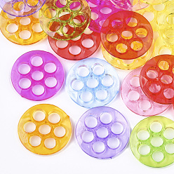 Mixed Color Transparent Acrylic Links, Flat Round, Mixed Color, 28x5mm, Hole: 6mm, about 450pcs/500g
