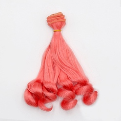 Tomato High Temperature Fiber Long Hair Short Wavy Hairstyles Doll Wig Hair, for DIY Girl BJD Makings Accessories, Tomato, 7.87~39.37 inch(20~100cm)
