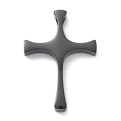 Черный Пасхальные 304 кулоны из нержавеющей стали, крест прелести, ионное покрытие (ip), чёрные, 28.5x20.5x4.5 мм, отверстие : 3.5 мм
