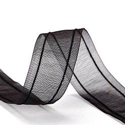 Black Flat Nylon Chiffon Ribbon, for DIY Jewelry Making, Gift Packaging, Black, 1 inch(25mm), about 9.84 Yards(9m)/Roll