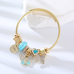Blue butterfly Fashion Pandora Alloy Bracelet Women's Butterfly Bracelet with Adjustable Bracelet