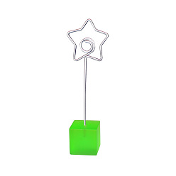 Green Metal Spiral Memo Clips, with Resin Base, Message Note Photo Stand Holder, for Table Decoration, Star, Green, 117mm