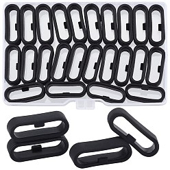 Black Gorgecraft Silicone Replacement Watch Band Strap Loops, Oval, Black, 24x9x7mm, Inner Diameter: 21x5.5, 30pcs