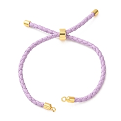 Prune Fabrication de bracelets en cordon de cuir tressé en microfibre ronde ajustable, avec les accessoires en laiton, convient aux breloques de connecteur, prune, 9.13x0.12 pouce (23.2x0.3 cm), Trou: 2mm