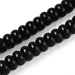 Черный Непрозрачные с напылением стеклянные бусины, рондель, чёрные, 8~8.5x4.5~5 мм, отверстие : 1.2 мм, около 75~77 шт / нитка, 14.96 дюйм (38 см)