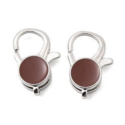 Верблюжий Плоские круглые латунные эмалированные застежки-карабины, без свинца и без кадмия, долговечный, стойки покрытие, верблюжие, 20x14x5.5 мм, отверстие : 1.5 мм