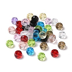 Mixed Color Transparent Glass Beads, Faceted, Column, Mixed Color, 10x6mm, Hole: 1.6mm