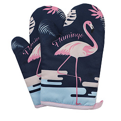Flamingo Shape Polycotton(Polyester Cotton) Oven Mitts for Kitchen Heat Resistant Oven Gloves, for DIY Cake Bakeware, Flamingo Shape, 280mm
