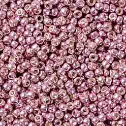 (PF553) PermaFinish Pink Lilac Metallic Тохо 15/0 круглые бусины, японский бисер, (pf 553) вечный розовый сиреневый металлик, 1.5 мм, отверстие : 0.7 мм, Около 15000 шт / 50 г