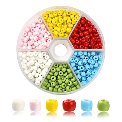Mixed Color 540Pcs 6 Colors 6/0 Glass Seed Beads, Opaque Colours, Small Craft Beads for DIY Jewelry Making, Round, Mixed Color, 4mm, Hole: 1.5mm, 90Pcs/color
