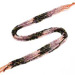 Смешанные камни Природных драгоценных камней смешанного бисер нитей, круглые бусины, граненые, 2~2.5x2~2.5 мм, отверстие : 0.5 мм, около 190~196 шт / нитка, 15.35''~15.75'' (39~40 см)