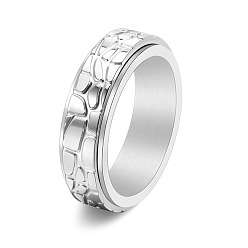 Stainless Steel Color Textured Titanium Steel Rotating Finger Ring, Fidget Spinner Ring for Calming Worry Meditation, Stainless Steel Color, US Size 5(15.7mm)