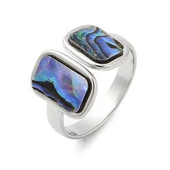 Нержавеющая Сталь Цвет Прямоугольник 304 манжеты из ракушки пауа из нержавеющей стали для женщин, цвет нержавеющей стали, размер США 7 1/4 (17.5 мм)