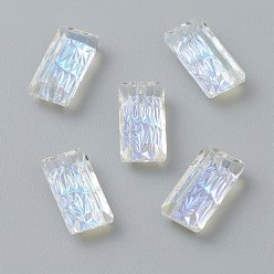 Crystal Shimmer Подвески из тисненого стекла со стразами, прямоугольные, граненые, кристальное мерцание, 14x7x4.2 мм, отверстие : 1.5 мм