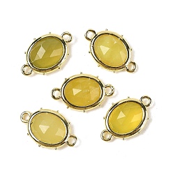 Белый Нефрит Подвески-подвески из натурального окрашенного белого нефрита с огранкой в форме овала, с реечной обшивкой латунными выводами, золотые, желтые, 16.5x11x4.5 мм, отверстие : 1.4 мм