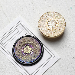 Цветок Мандала цветок латунная восковая печать штамп головы, для восковых печатей, круглые, золотые, цветочным узором, 35 мм