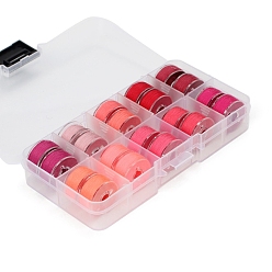 Red 20 Rolls 10 Colors Sewing Thread, Plastic Bobbins Sewing Machine Spools with Clear Storage Case Box, Red, 0.4mm, about 38.28 Yards(35m)/Roll, 2 rolls/color