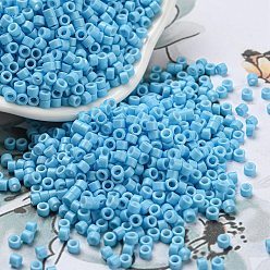Sky Blue Baking Paint Glass Seed Beads, Cylinder, Sky Blue, 2.5x2mm, Hole: 1.4mm, about 45359pcs/pound
