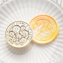 Flower Golden Tone Wax Seal Alloy Stamp Head, for Invitations, Envelopes, Gift Packing, Flower, 16~30x18~30mm
