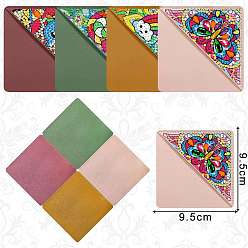 Mixed Color DIY Diamond Painting Bookmark Kits, with Resin Rhinestones, Diamond Sticky Pen, Tray Plate and Glue Clay, Mixed Color, 95x95mm