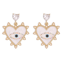 White E9621 Personality exaggerated heart-shaped devil's eye drop oil imitation diamond earrings alloy fashion style earrings for women
