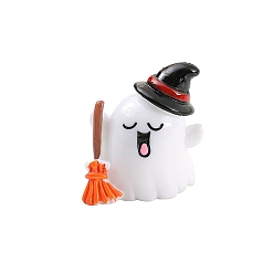 Ghost Halloween Theme Plastic Figurine Display Decorations, Miniature Ornaments, for Home Decoration, Ghost, 28x26mm