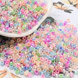 Colorful Electroplate Transparent Glass Seed Beads, Ceylon, Cylinder, Colorful, 2.5x1.6mm, Hole: 1.4mm, about 50398pcs/pound