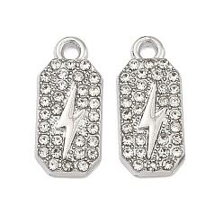 Платина Подвески из сплава и страза, многоугольник с подвесками в виде молний, стойки покрытие, без кадмия, без никеля и без свинца, платина, 18.5x8x2 мм, отверстие : 1.8 мм