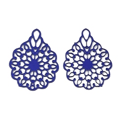 Синий Аэрозольная краска 430 подвески из нержавеющей стали, цветок, синие, 14.5x11.5x0.3 мм, отверстие : 2x1 мм