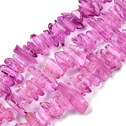 Камелия Натуральные окрашенные кварцевые нити, Двухцветный цвет, чип, камелия, 16~35x3~9 мм, отверстие : 1 мм, около 35~39 шт / нитка, 7.48~7.68 дюйм (19~19.5 см)