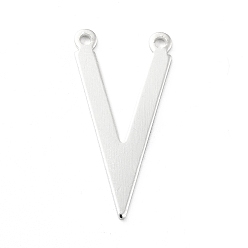 925 Sterling Silver Plated Brass Pendants, Long-Lasting Plated, Cadmium Free & Lead Free, Letter. V, 925 Sterling Silver Plated, 24x12x0.8mm, Hole: 1.2mm