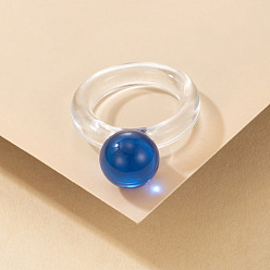 18400 Deep Blue Шикарное минималистичное кольцо из акриловой смолы с четким дизайном и винтажным французским стилем., украшенные сверкающими драгоценными камнями – креативные женские украшения