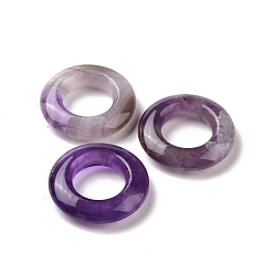 Amethyst Natural Amethyst Pendants, Ring Charms, 30x7mm, Hole: 15.5mm