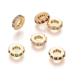 Mixed Color Golden Plated Brass Micro Pave Cubic Zirconia Ling Rings, Long-Lasting Plated, Ring, Mixed Color, 6x2mm, Inner Diameter: 2.5mm