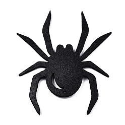 Black Halloween Theme Imitation Leather Pendant, Spider, Black, 56.5x44x1.5mm, Hole: 1.4mm