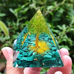 Dark Turquoise Resin Pyramid Tower Ornaments, for Home Office Desktop Decoration Good Lucky Gift , Dark Turquoise, 60x60x60mm