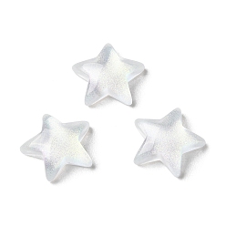 White K9 Glass Cabochons, with Glitter Powder, Star, White, 10x10.5x3mm