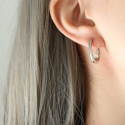 F685-Steel White Pearl Earrings Fashion temperament pearl green agate tiger's eye titanium steel earrings earrings jewelry women do not fade