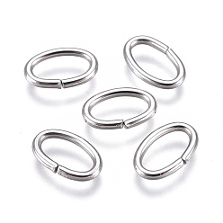 Stainless Steel Color 304 Stainless Steel Jump Rings, Open Jump Rings, Oval, Stainless Steel Color, 18 Gauge, 8x5x1mm, Inner Diameter: 3x6mm