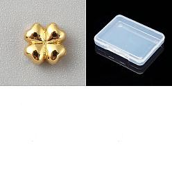 Real 18K Gold Plated 30Pcs Alloy Beads, Clover, Real 18K Gold Plated, 7x7x4mm, Hole: 1.6mm